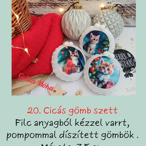 Cicás szett karácsonyfadísz, Karácsony, Karácsonyi lakásdekoráció, Karácsonyfadíszek, Varrás, MESKA