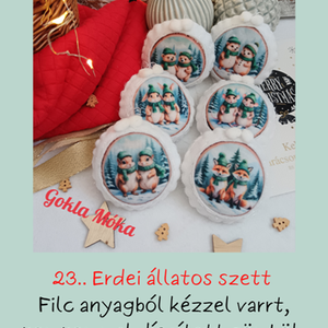 Erdei állatos szett karácsonyfadísz, Karácsony, Karácsonyi lakásdekoráció, Karácsonyfadíszek, Varrás, MESKA