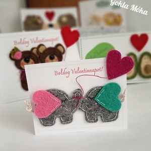 Szeretet lap (Valentin napra is.) elefántos., Művészet, Textilkép, Egyéb, Varrás, MESKA