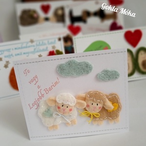 Szeretet lap bárányos, Művészet, Textilkép, Egyéb, Varrás, MESKA