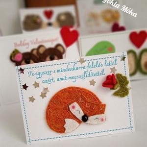 Szeretet lap róka, Művészet, Textilkép, Egyéb, Varrás, MESKA