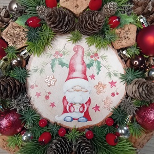 Manós piros gömbös ajtódísz  - Meska.hu