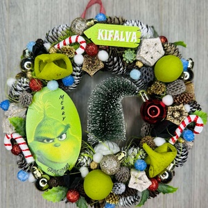 Grinchmas ajtódísz, Karácsony, Adventi díszek, Adventi ajtódísz, Mindenmás, Virágkötés, MESKA