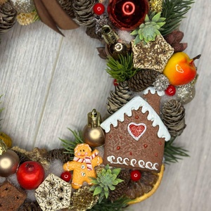 Mézeskalács házikós karácsonyi ajtódísz - karácsony - adventi díszek - adventi ajtódísz - Meska.hu