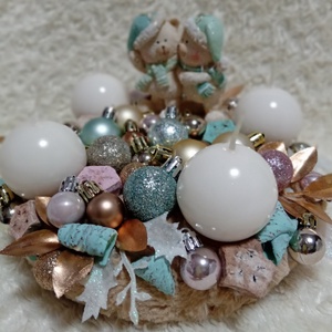 Ölelkezős mackók adventi koszorú, Karácsony, Adventi díszek, Adventi asztaldísz, Mindenmás, Virágkötés, MESKA