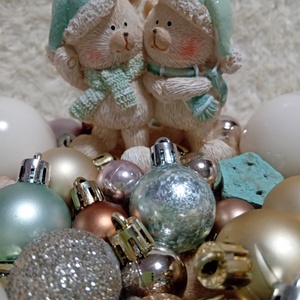 Ölelkezős mackók adventi koszorú - karácsony - adventi díszek - adventi asztaldísz - Meska.hu