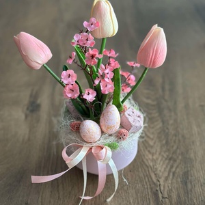 Tulipános asztalidísz, Otthon & Életmód, Dekoráció, Asztal és polc dekoráció, Asztaldísz, Virágkötés, Mindenmás, MESKA