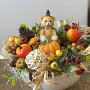 Őszi asztaldísz varázslómacival  - Meska.hu