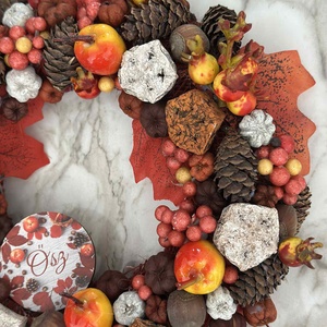 Őszi almás tobozos ajtódísz - otthon & életmód - dekoráció - ajtó- és ablak dekoráció - ajtódísz & kopogtató - Meska.hu