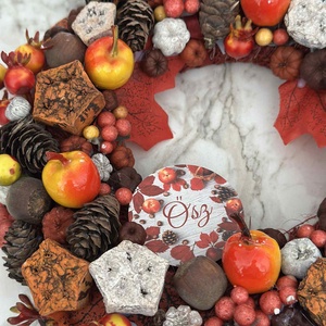 Őszi almás tobozos ajtódísz - otthon & életmód - dekoráció - ajtó- és ablak dekoráció - ajtódísz & kopogtató - Meska.hu