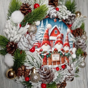 Hello tél manós ajtódísz - karácsony - karácsonyi lakásdekoráció - karácsonyi ajtódíszek - Meska.hu