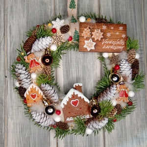 Varázslatos karácsony mézis ajtódísz - karácsony - karácsonyi lakásdekoráció - karácsonyi ajtódíszek - Meska.hu