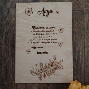 Anyák napi tábla, Otthon & Életmód, Dekoráció, Kép & Falikép, Fából készült kép, Gravírozás, pirográfia, MESKA