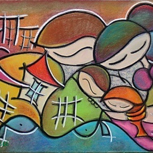 Vibók: Nekem a Család (pasztell 50x100cm) - Meska.hu