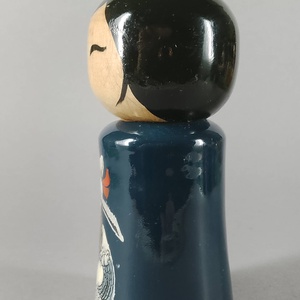 Kézzel készített egyedi Kokeshi - szamuráj macska mintával - művészet - más gyűjtemények - Meska.hu