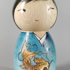 Kézzel készített egyedi Kokeshi - nagy méret - Meska.hu