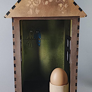 Egyedi, festett fa házikó - beleégetett díszítéssel - dekorációnak vagy játszani - a cicák külön vásárolhatók meg - játék & sport - szerepjáték - Meska.hu