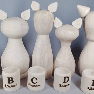 Öt fababa, macskák vagy cicamicák  - egyesével vagy csoportban is..., Kellékek & szerszámok, Hobby fa alapanyag, Egyéb fatermék, Famegmunkálás, Baba-és bábkészítés, MESKA