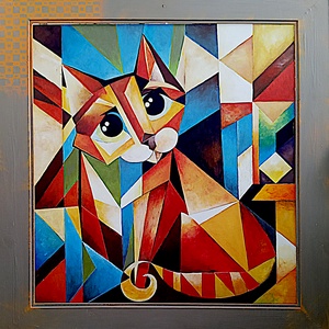 Vibók Ildi: Ablakban üldögélő Macska...(akril - rétegelt lemezen) - művészet - festmény - akril - Meska.hu