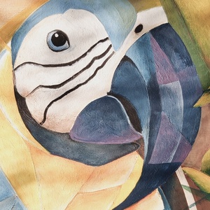 Vibók Ildi: Papagáj, fény, lombok...(akril - rétegelt lemezen) - művészet - festmény - akril - Meska.hu