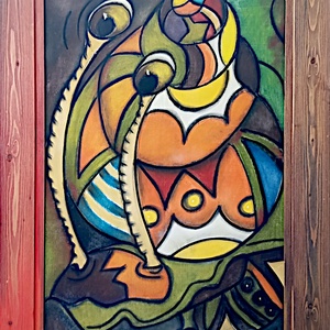 Vibók Ildi: Csigusz...(pasztell - rétegelt lemezen), Művészet, Festmény, Akril, Festészet, Famegmunkálás, MESKA