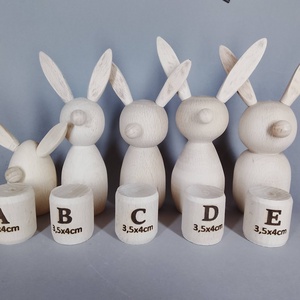 Öt bükkfa nyuszó, egyedileg esztergáltak- egyesével vagy csoportban is..., Kellékek & szerszámok, Hobby fa alapanyag, Egyéb fatermék, Famegmunkálás, Baba-és bábkészítés, MESKA