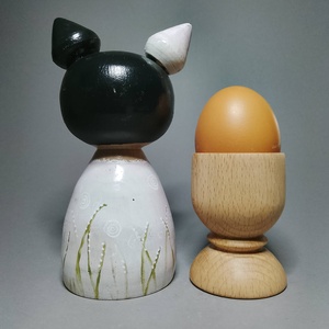 Kézzel készített egyedi Kokeshi - virág mintával, Művészet, Más gyűjtemények, Baba-és bábkészítés, Famegmunkálás, MESKA