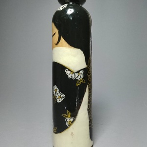 Kézzel készített egyedi Kokeshi - virág és macska mintával - művészet - más gyűjtemények - Meska.hu