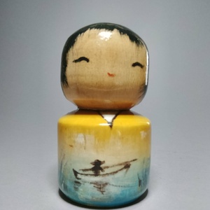 Kézzel készített egyedi Kokeshi - tájkép mintával - művészet - más gyűjtemények - Meska.hu