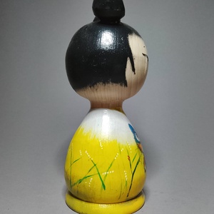 Kézzel készített egyedi Kokeshi cica - kóbormacska mintával - művészet - más gyűjtemények - Meska.hu