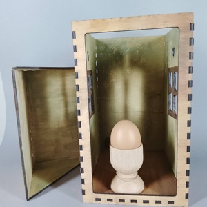 Egyedi, festett fa házikó - beleégetett díszítéssel - dekorációnak vagy játszani - a cicák külön vásárolhatók meg - játék & sport - szerepjáték - Meska.hu