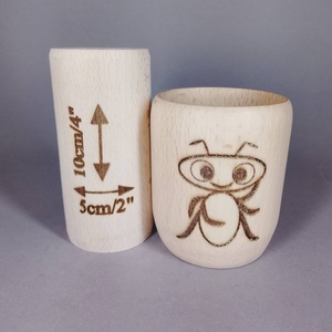 Kézzel készített bükkfa pohárkák - akár asztali ceruza-toll tartó - hangya mintával, Kellékek & szerszámok, Hobby fa alapanyag, Doboz, Baba-és bábkészítés, Famegmunkálás, MESKA