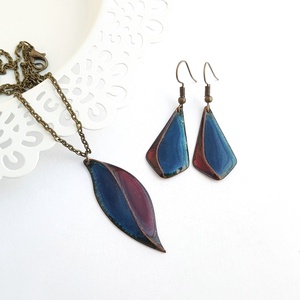 Tűzzománc - rekeszzománc ékszer szett - ékszer - ékszerszett - Meska.hu