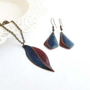 Tűzzománc - rekeszzománc ékszer szett - ékszer - ékszerszett - Meska.hu