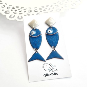 Tűzzománc halacska fülbevaló - ékszer - fülbevaló - lógó fülbevaló - Meska.hu