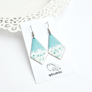 Tűzzománc türkiz-fehér fülbevaló - ékszer - fülbevaló - lógó fülbevaló - Meska.hu