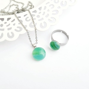 Zöld-türkiz üveg ékszerszett - ékszer - ékszerszett - Meska.hu