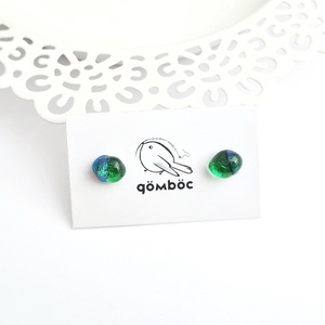 Zöld Dichroic üveg fülbevaló - ékszer - fülbevaló - pötty fülbevaló - Meska.hu