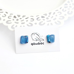 Kék Dichroic üveg fülbevaló - ékszer - fülbevaló - pötty fülbevaló - Meska.hu