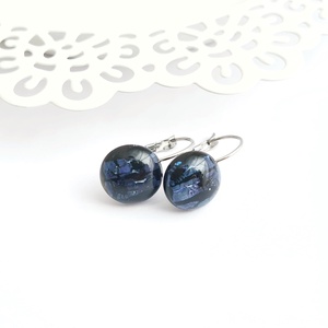 Kékes-lilás Dichroic üveg kapcsos fülbevaló, Ékszer, Fülbevaló, Lógó fülbevaló, Ékszerkészítés, Üvegművészet, MESKA