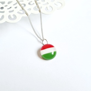 Üveg magyar zászló medálos nyaklánc - Meska.hu