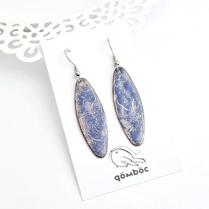 Tűzzománc ovális kék fülbevaló - ékszer - fülbevaló - lógó fülbevaló - Meska.hu