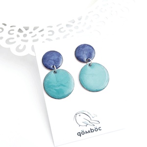 Tűzzománc kék-türkiz lógós fülbevaló - ékszer - fülbevaló - lógó fülbevaló - Meska.hu