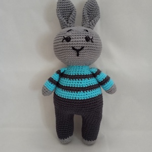 Amigurumi Szürke Nyuszi - játék & sport - plüssállat & játékfigura - nyuszi - Meska.hu