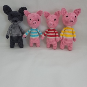 Amigurumi Három kismalac és a farkas - játék & sport - plüssállat & játékfigura - más figura - Meska.hu