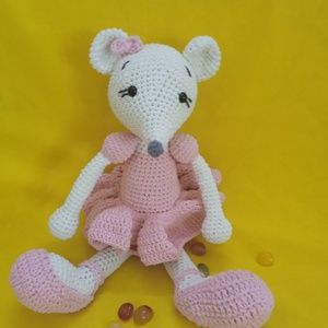 Amigurumi Egérlány - játék & sport - plüssállat & játékfigura - egér - Meska.hu