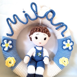 Babaváró ajtódísz, Baba - mama, Babaszoba dekoráció, Babanév dekoráció, Horgolás, MESKA