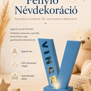 Fénylő Névdekoráció - személyre szabott, LED mécsessel világító 3D kezdőbetű, Baba - mama, Babaszoba dekoráció, Baba névtábla, Fotó, grafika, rajz, illusztráció, Mindenmás, MESKA
