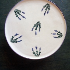 Levendulás tortatál,tortalapáttal, Otthon & Életmód, Konyhafelszerelés, tálalás, Tálalás, Kínálótál, Festett tárgyak, Kerámia, MESKA