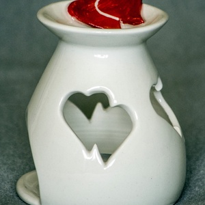 Mécsestartó (szivecskés), Otthon & Életmód, Gyertya, illat, aroma, Mécses és mécsestartó, Festett tárgyak, Kerámia, MESKA